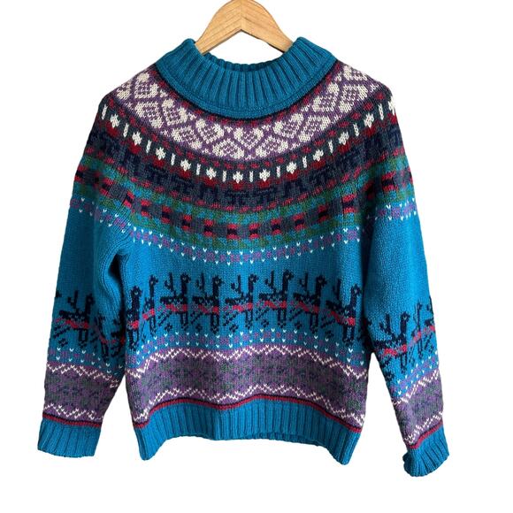 Woolrich Vintage Wool Mohair Nordic Fair Isle Crewneck Sweater M - Picture 1 of 7